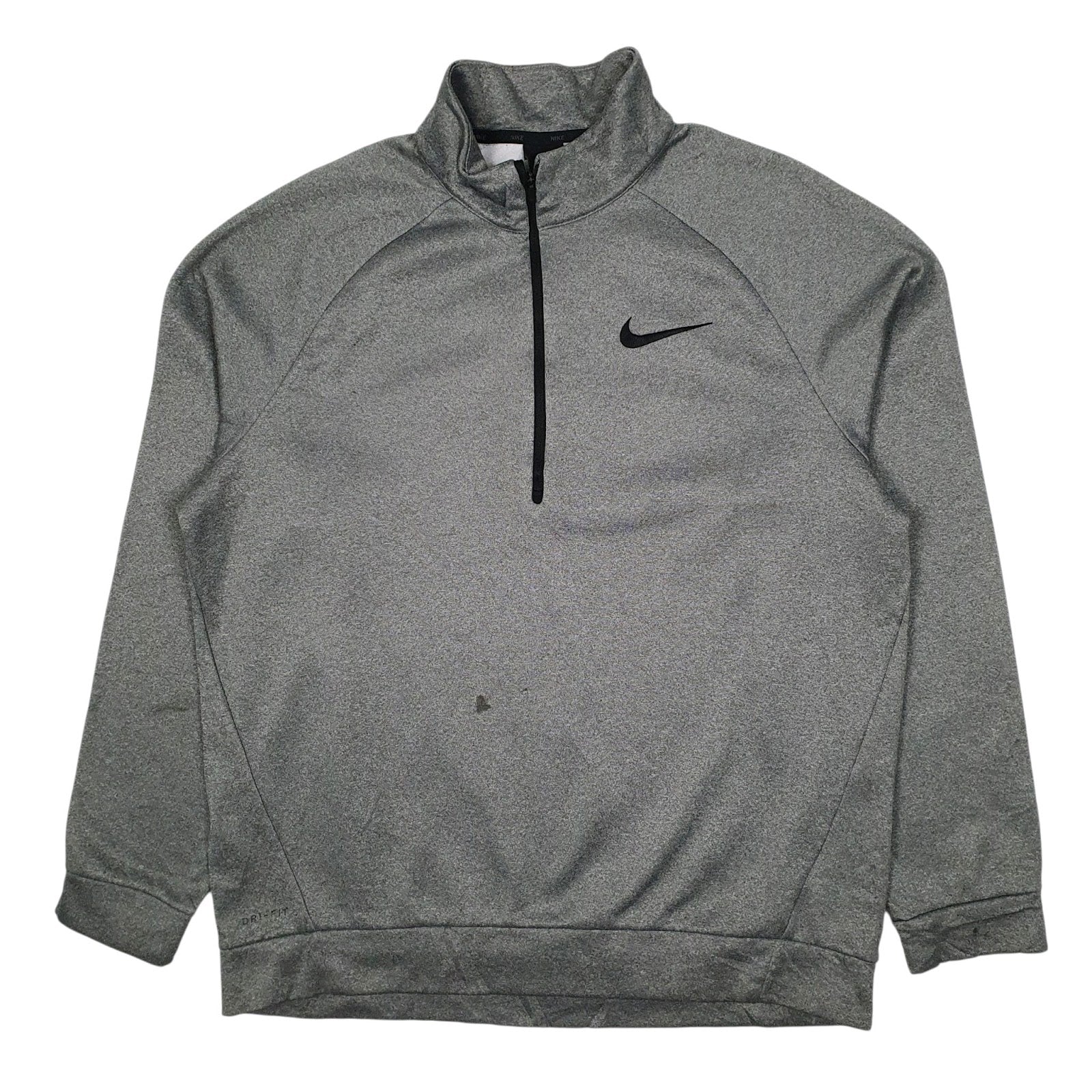 Mens Grey Nike Dri Fit Quarter Zip Jumper
