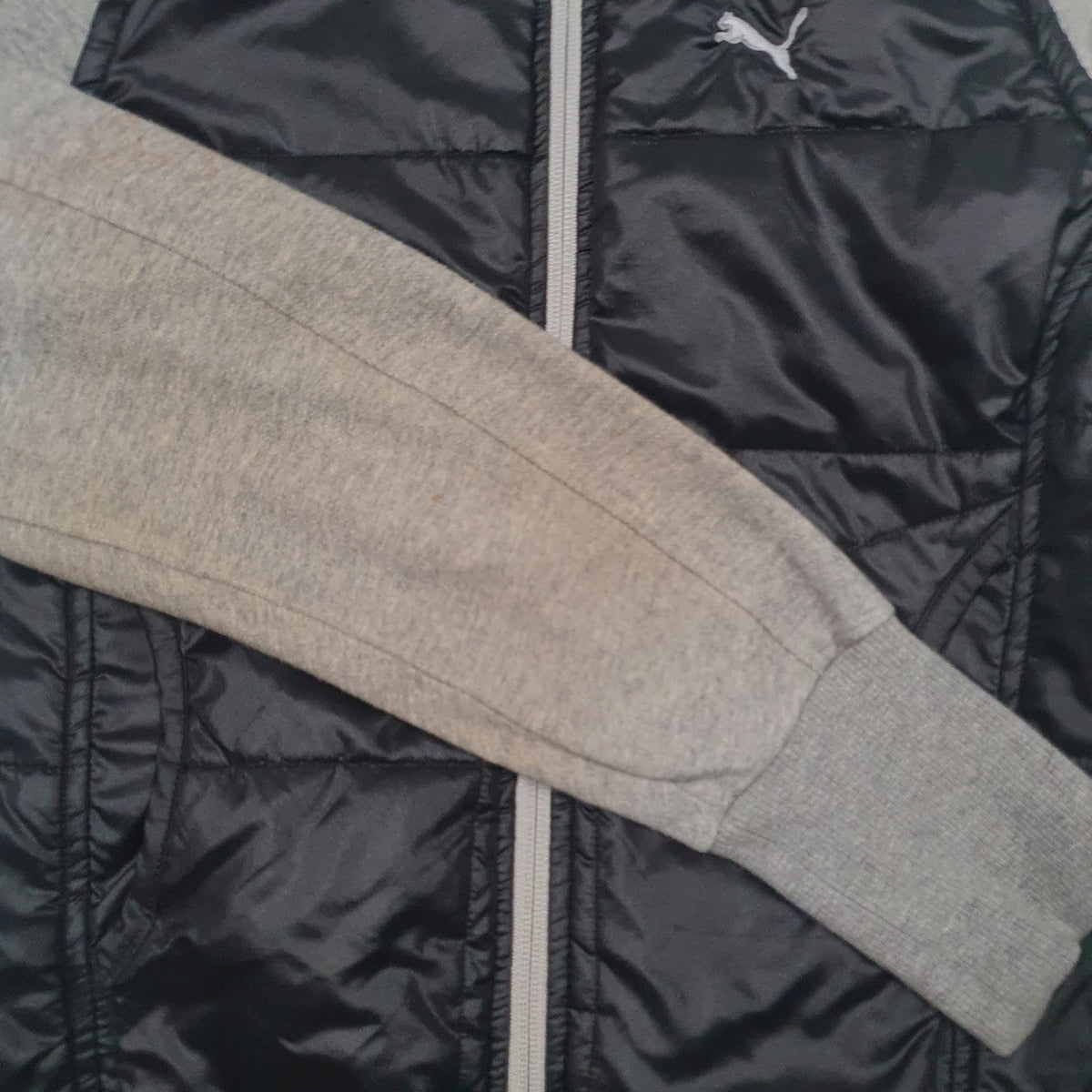 Womens Black Puma Padded Full Zip Jumper