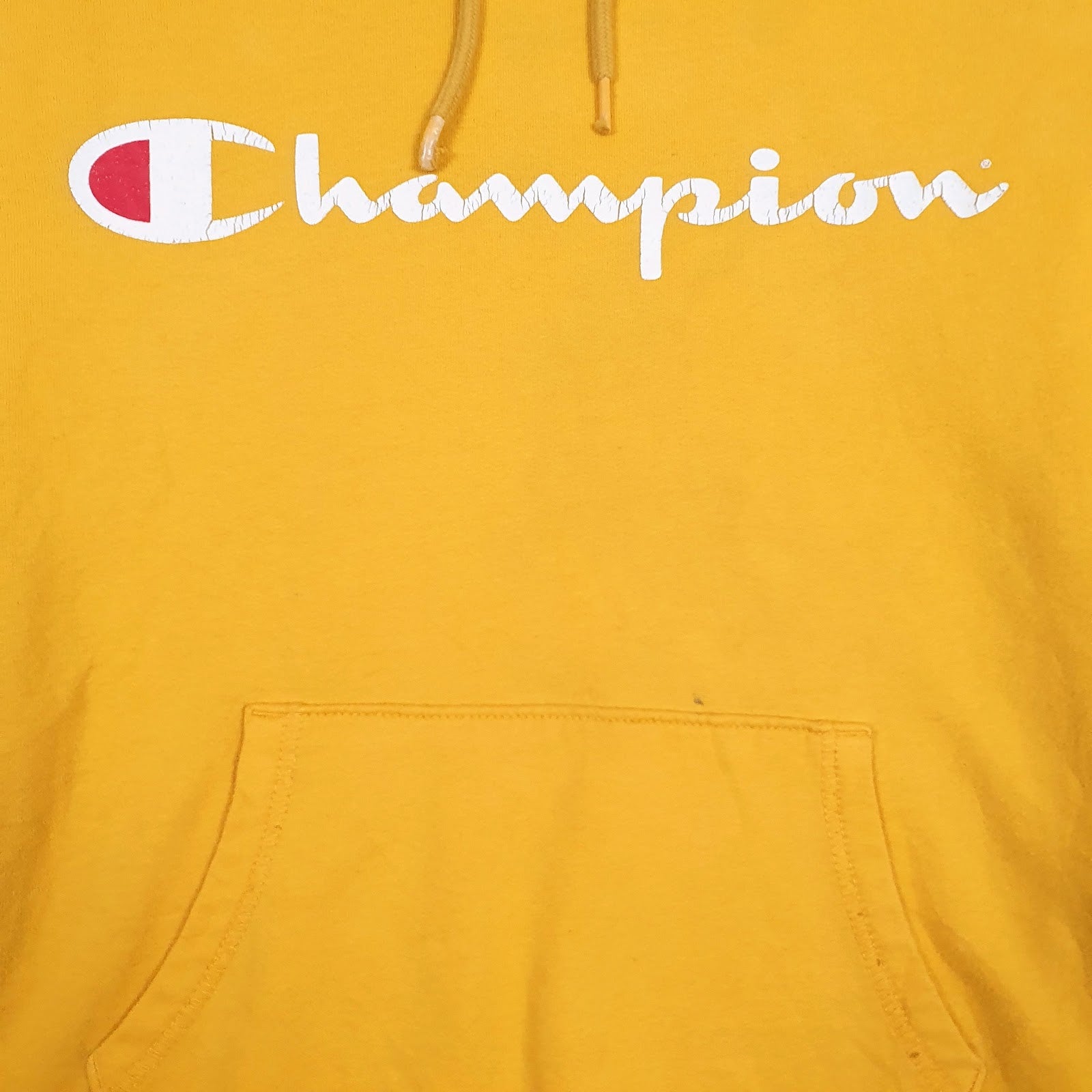 Womens Yellow Champion Spellout Hoodie Jumper