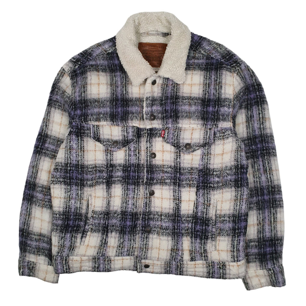 Mens Grey Levis Premium Type 3 Trucker Sherpa  Coat