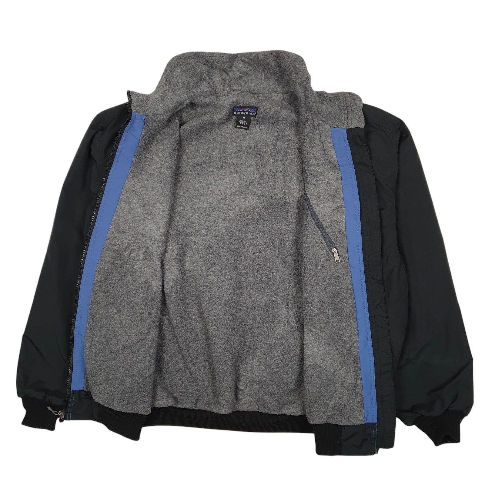 Mens Black Patagonia Shelled Synchilla Fleece Vintage 90s Crewneck Coat