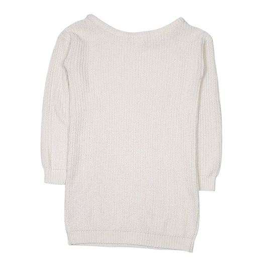 Womens Cream Misguided Longline Crewneck Jumper