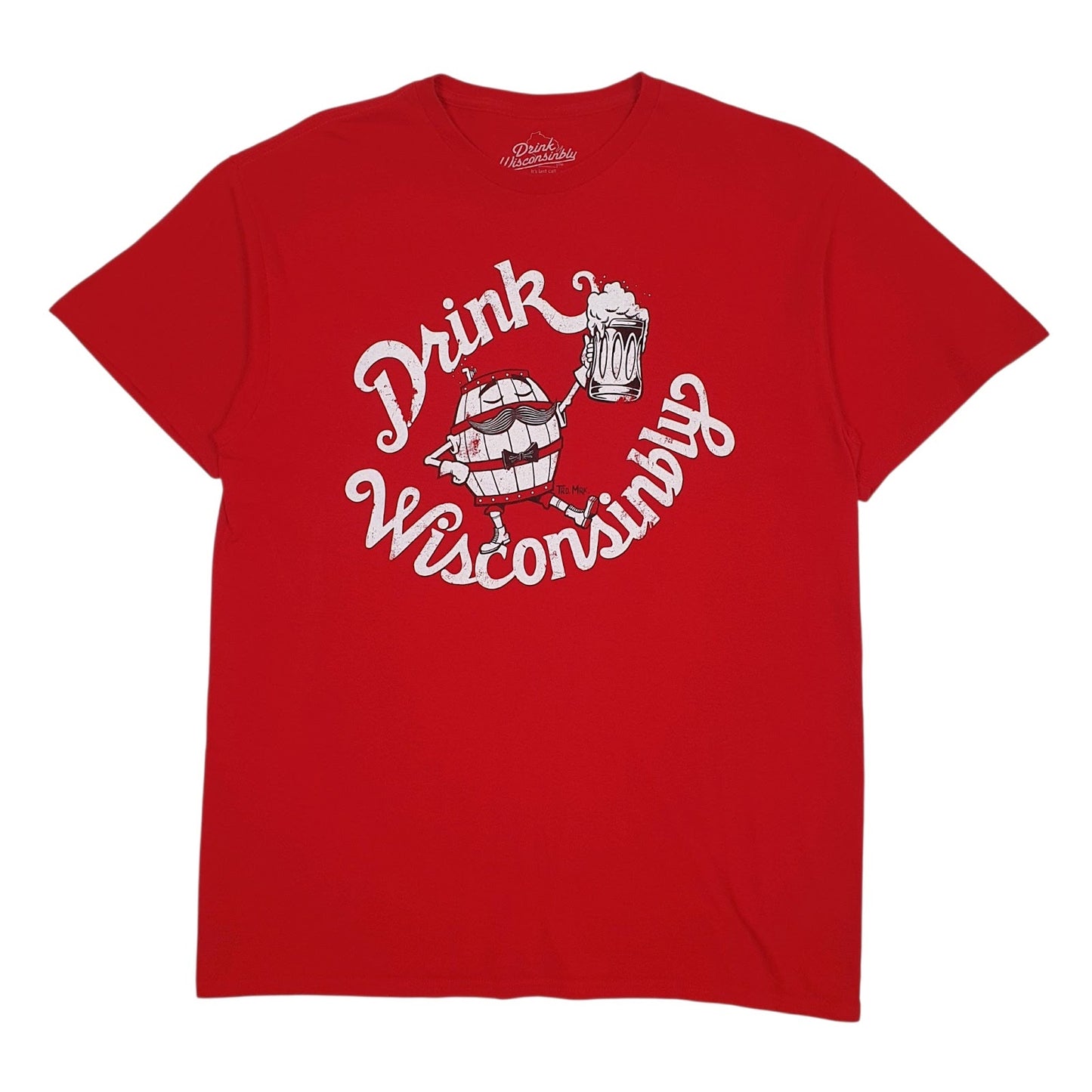 Mens Red Drink Wisconsinbly Beer Short Sleeve T Shirt