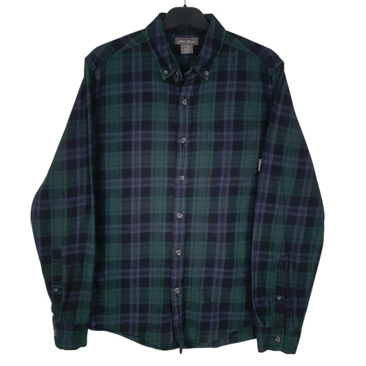 Mens Green Eddie Bauer Flannel Long Sleeve Shirt