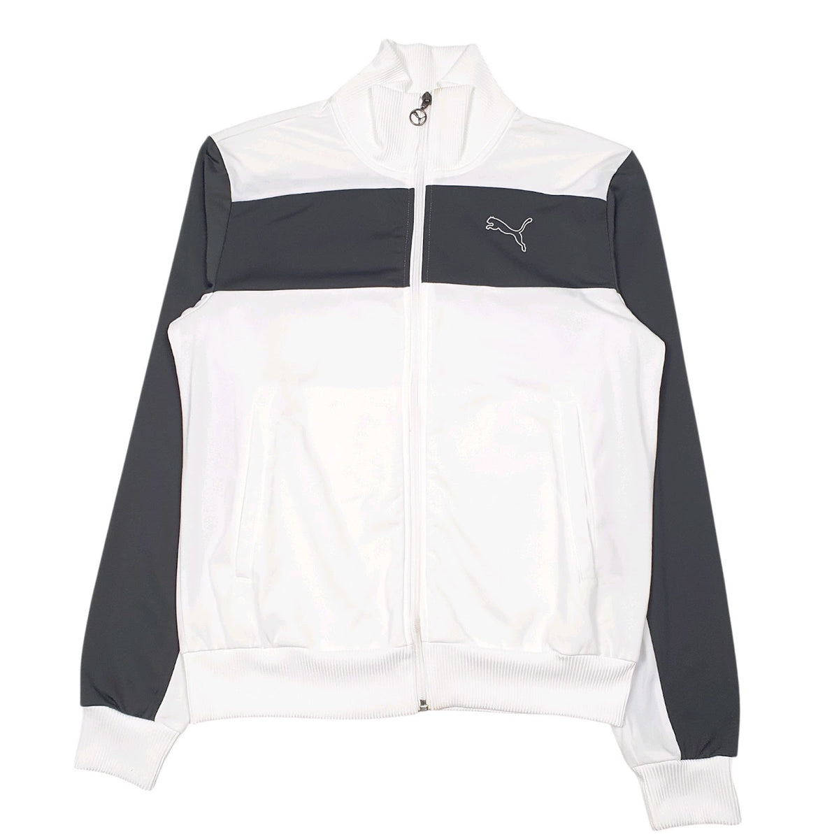 Womens White Puma Active Wear Full Zip Jumper