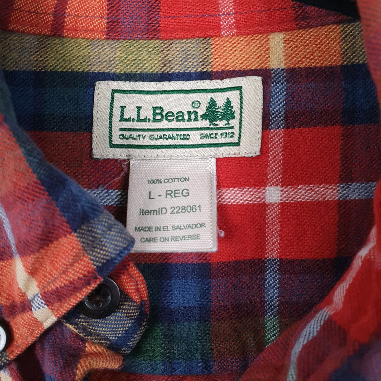Mens Red L.L.Bean Flannel  Shirt