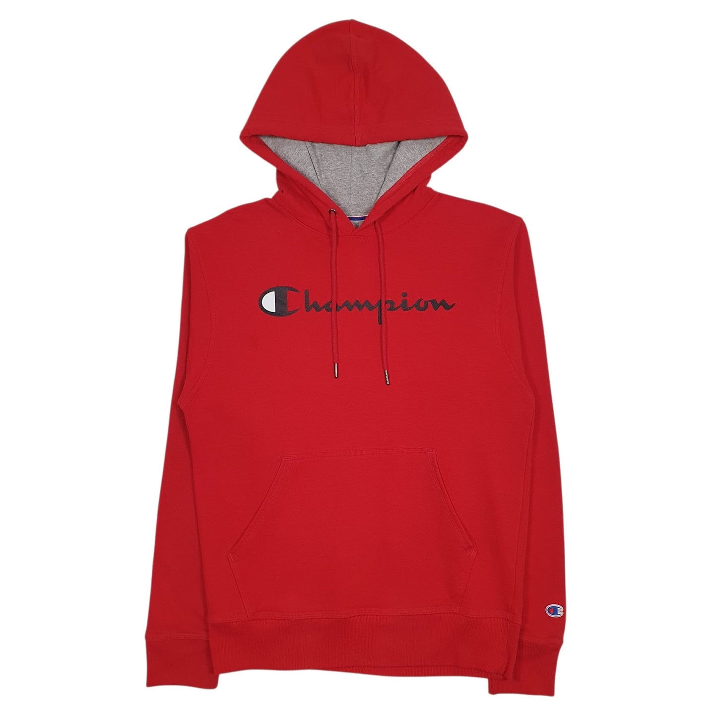 Mens Red Champion Spellout Hoodie Jumper