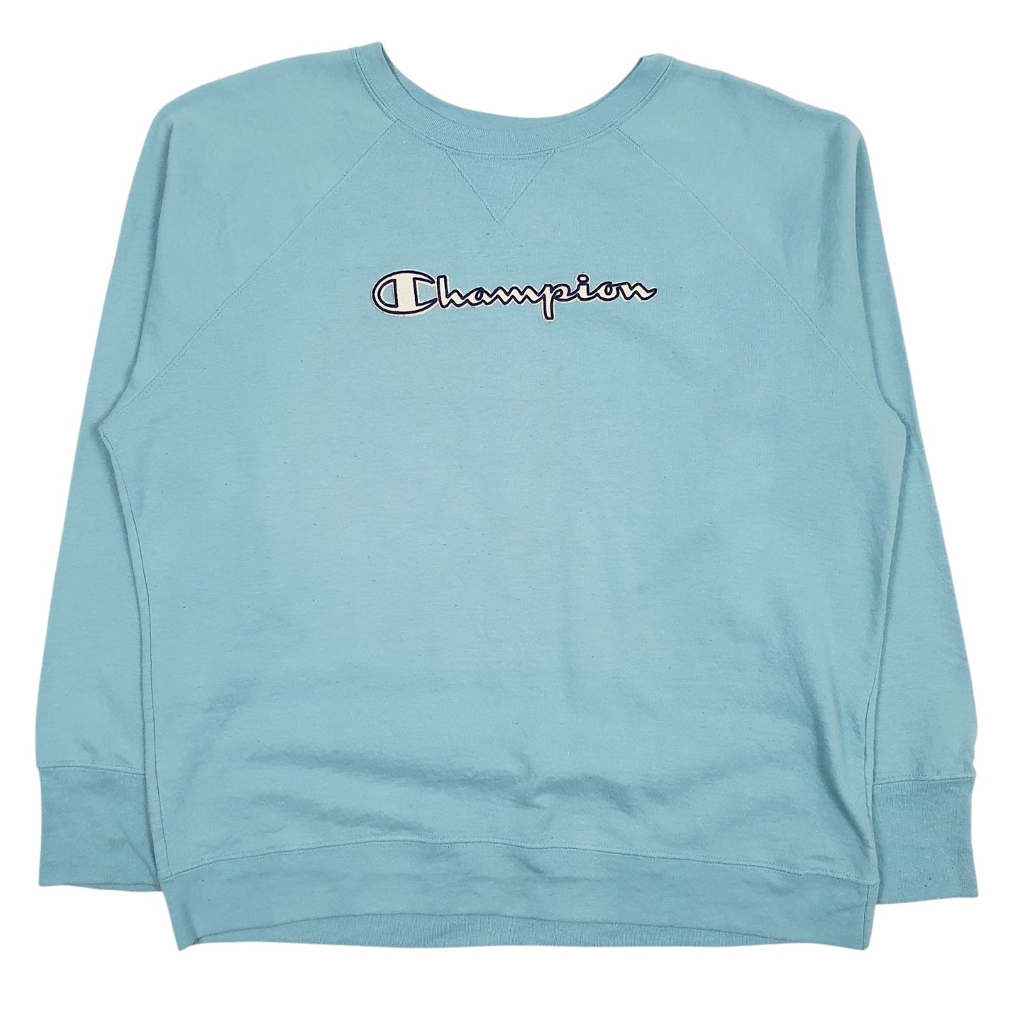 Womens Blue Champion Spellout Crewneck Jumper