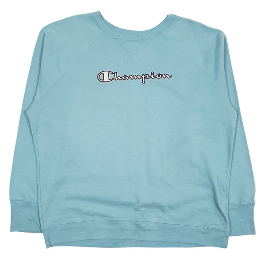 Womens Blue Champion Spellout Crewneck Jumper