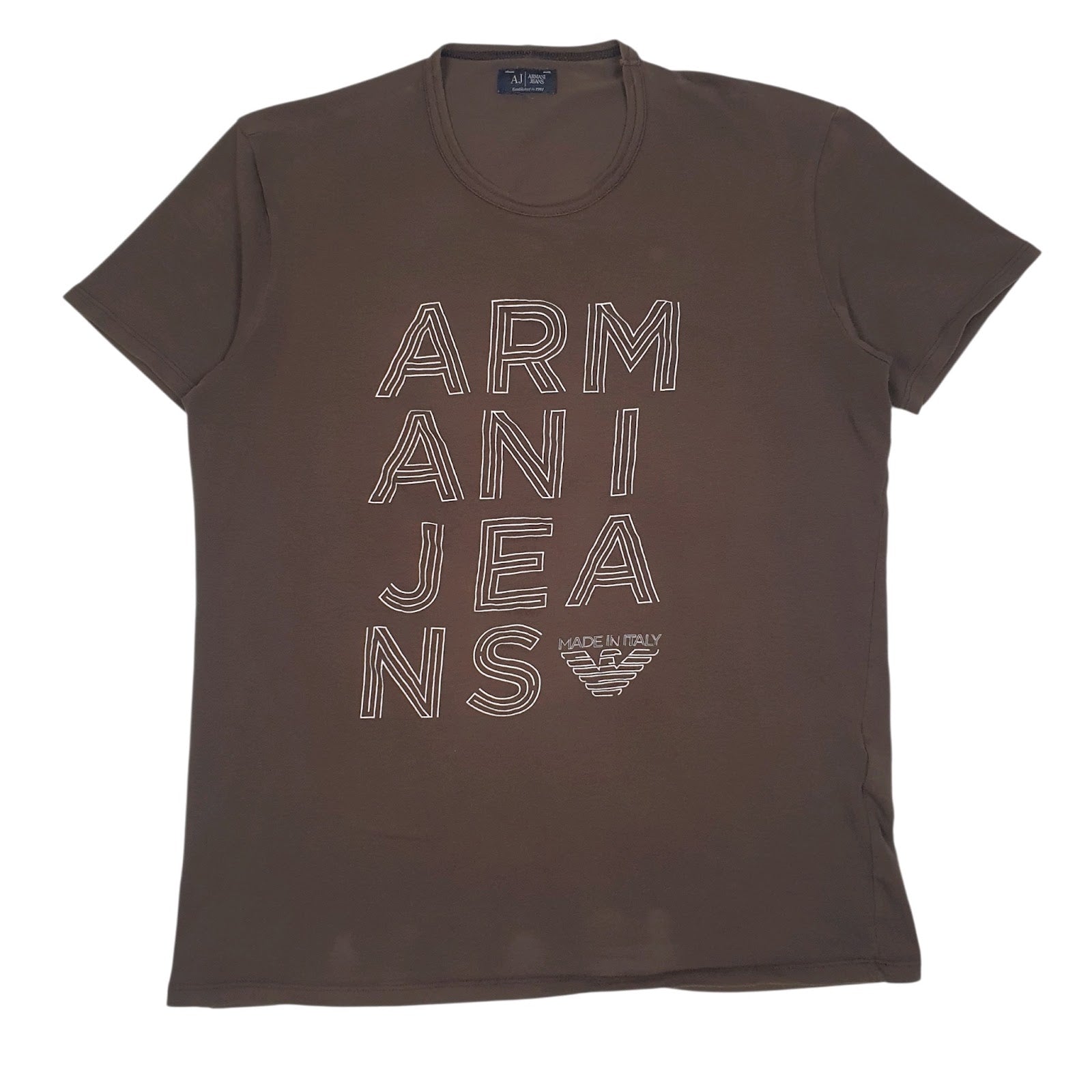 Mens Brown Armani  Short Sleeve T Shirt