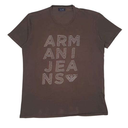 Mens Brown Armani  Short Sleeve T Shirt