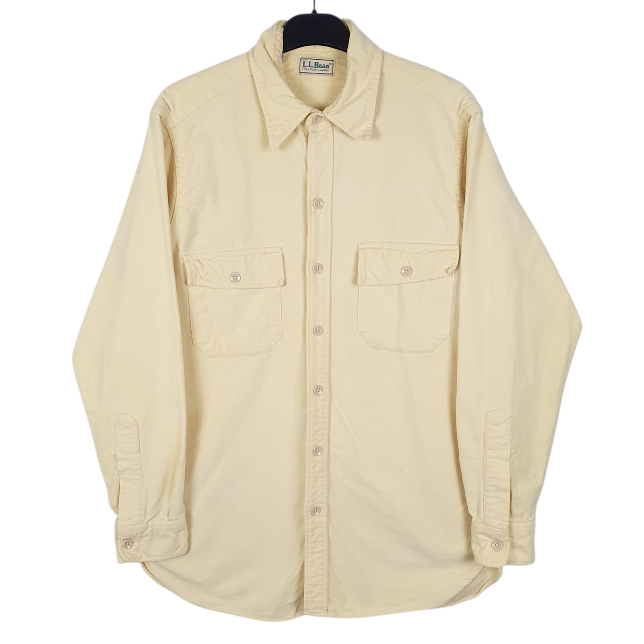 Mens Yellow L.L.Bean Chamois Vintage 90s Long Sleeve Shirt