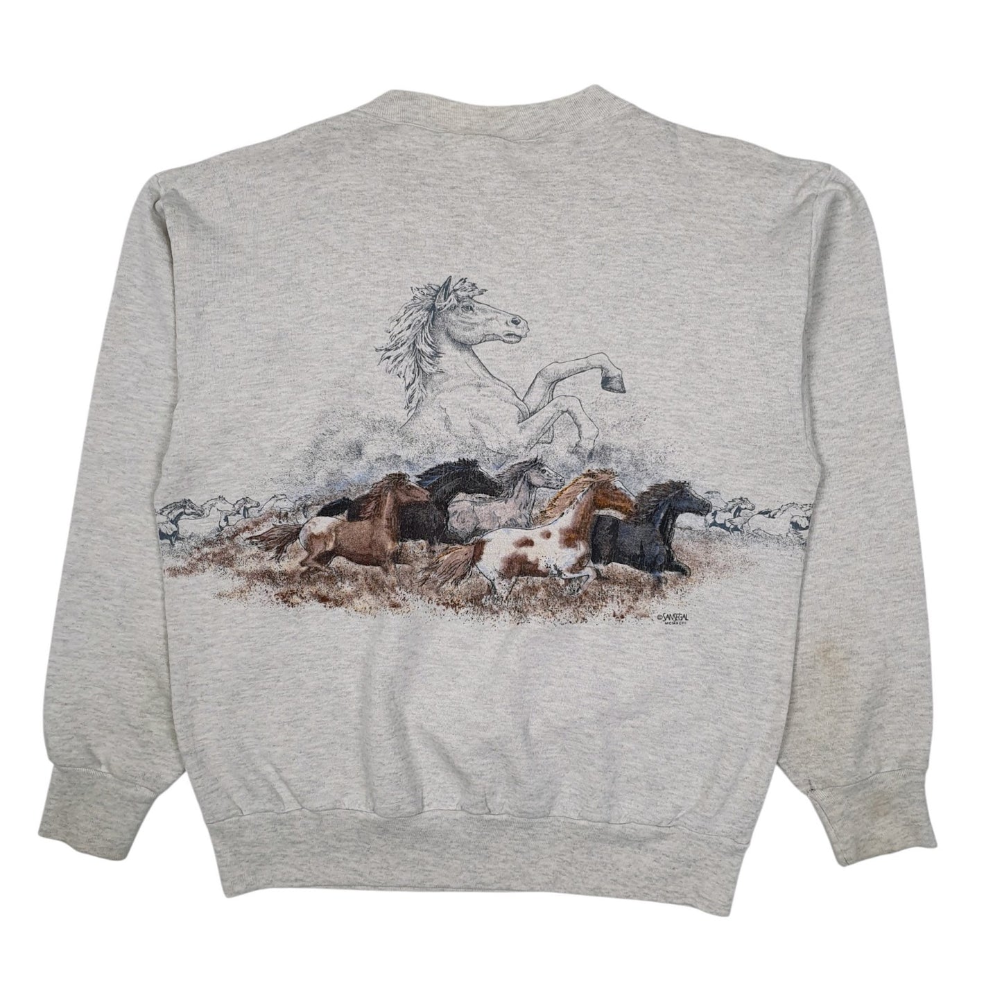 Mens Grey Sansegal Vintage 90s Nevada Lightweight Crewneck Jumper