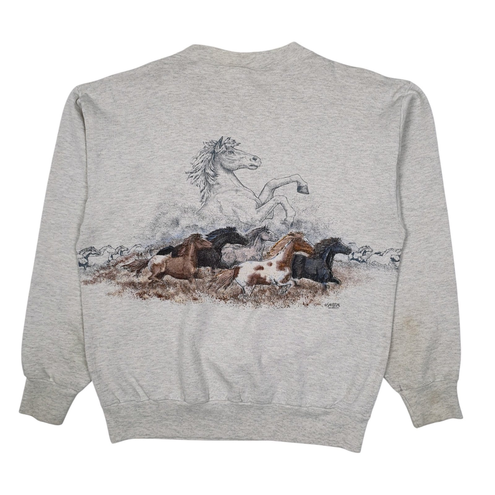 Mens Grey Sansegal Vintage 90s Nevada Lightweight Crewneck Jumper