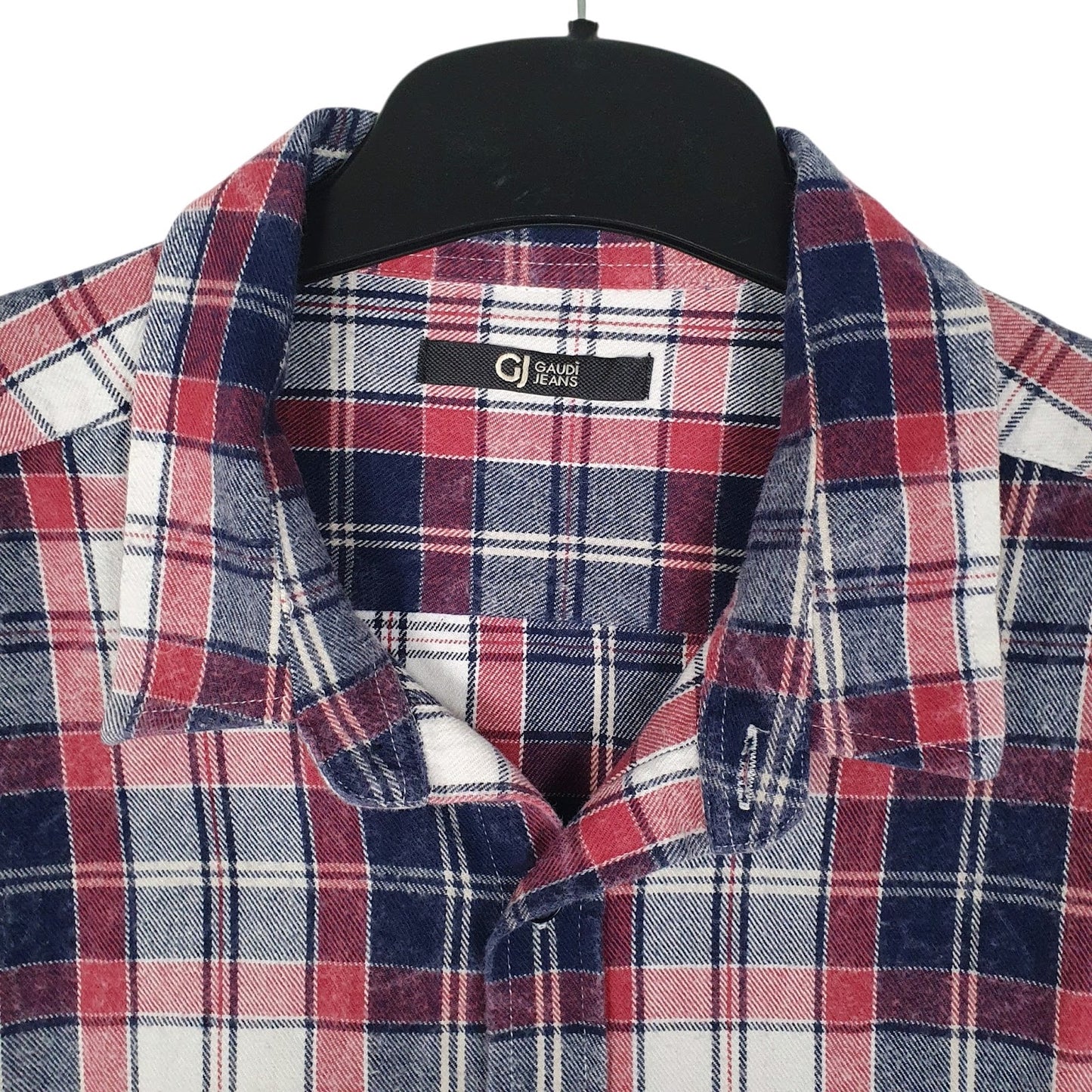 Mens Navy Gaudi Jeans Plaid Flannel  Shirt