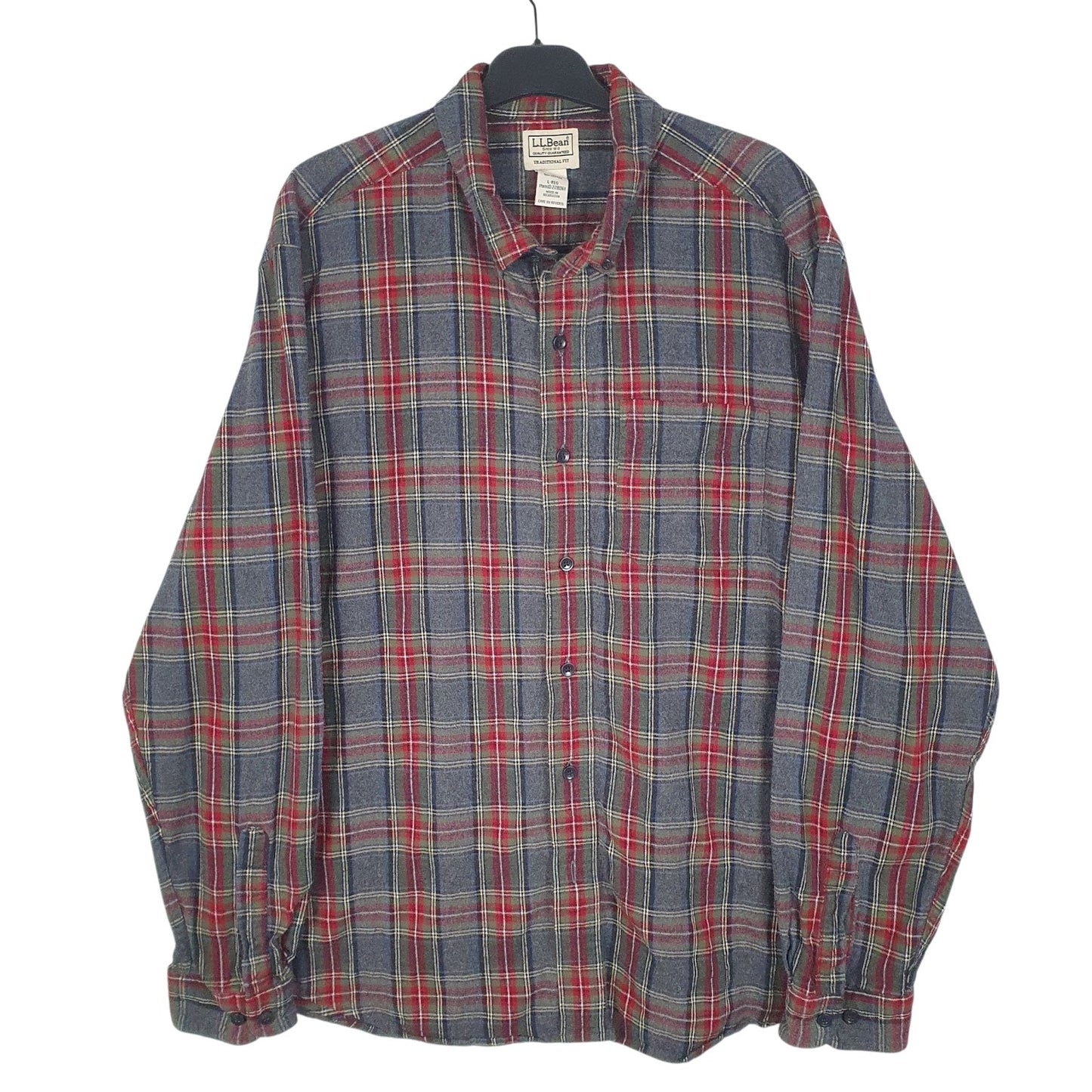 Mens Grey L.L.Bean Flannel Long Sleeve Shirt