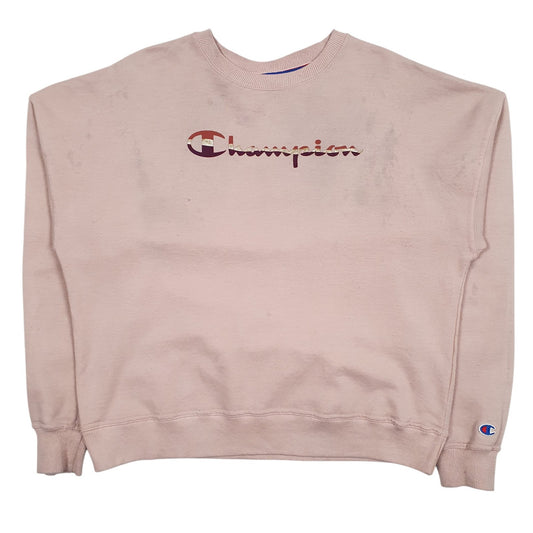 Womens Pink Champion Spellout Crewneck Jumper