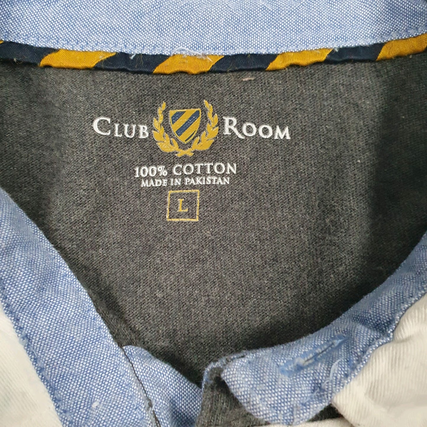 Mens Grey Club Room Rugby Crewneck Polo Shirt