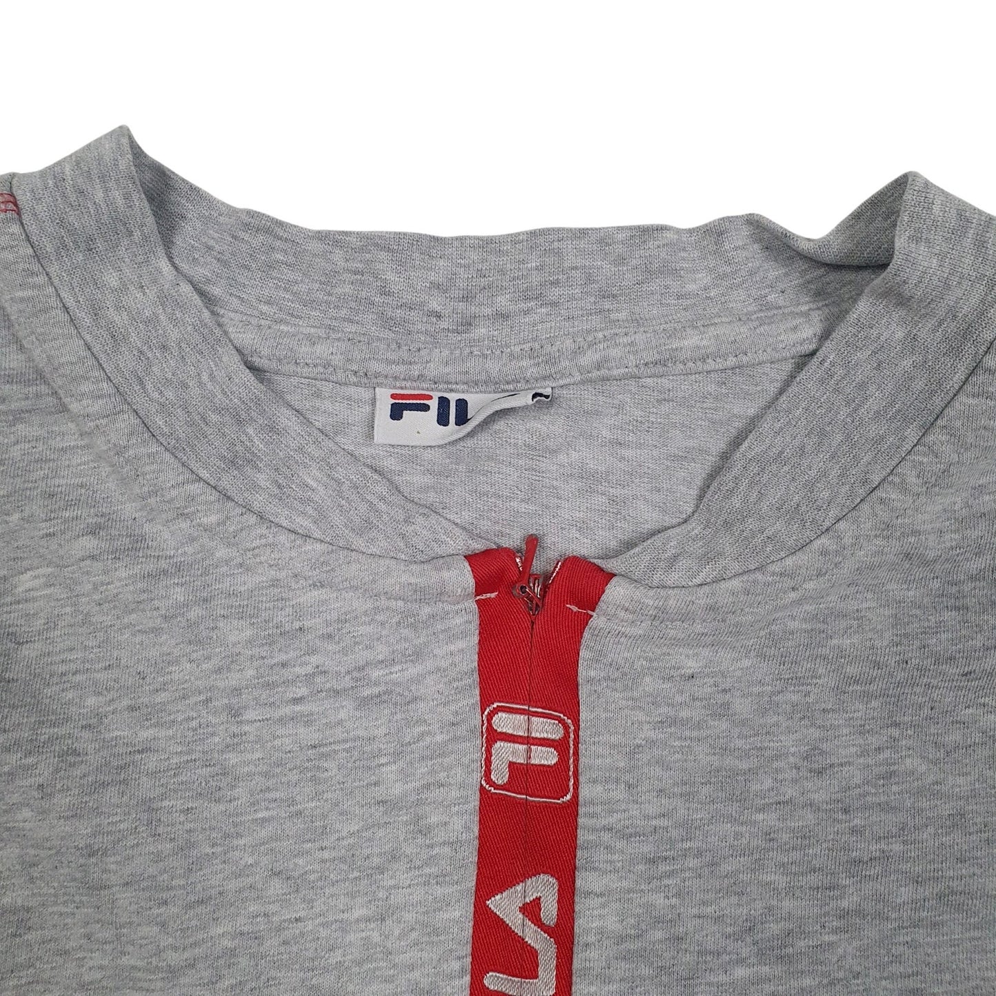 Mens Grey Fila Quarter Zip  T Shirt