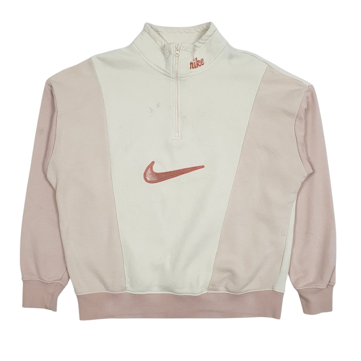 Mens Cream Nike Loose Quarter Zip Jumper