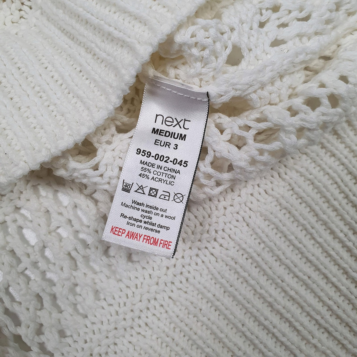 Womens White Next Mesh Shear Crewneck Jumper