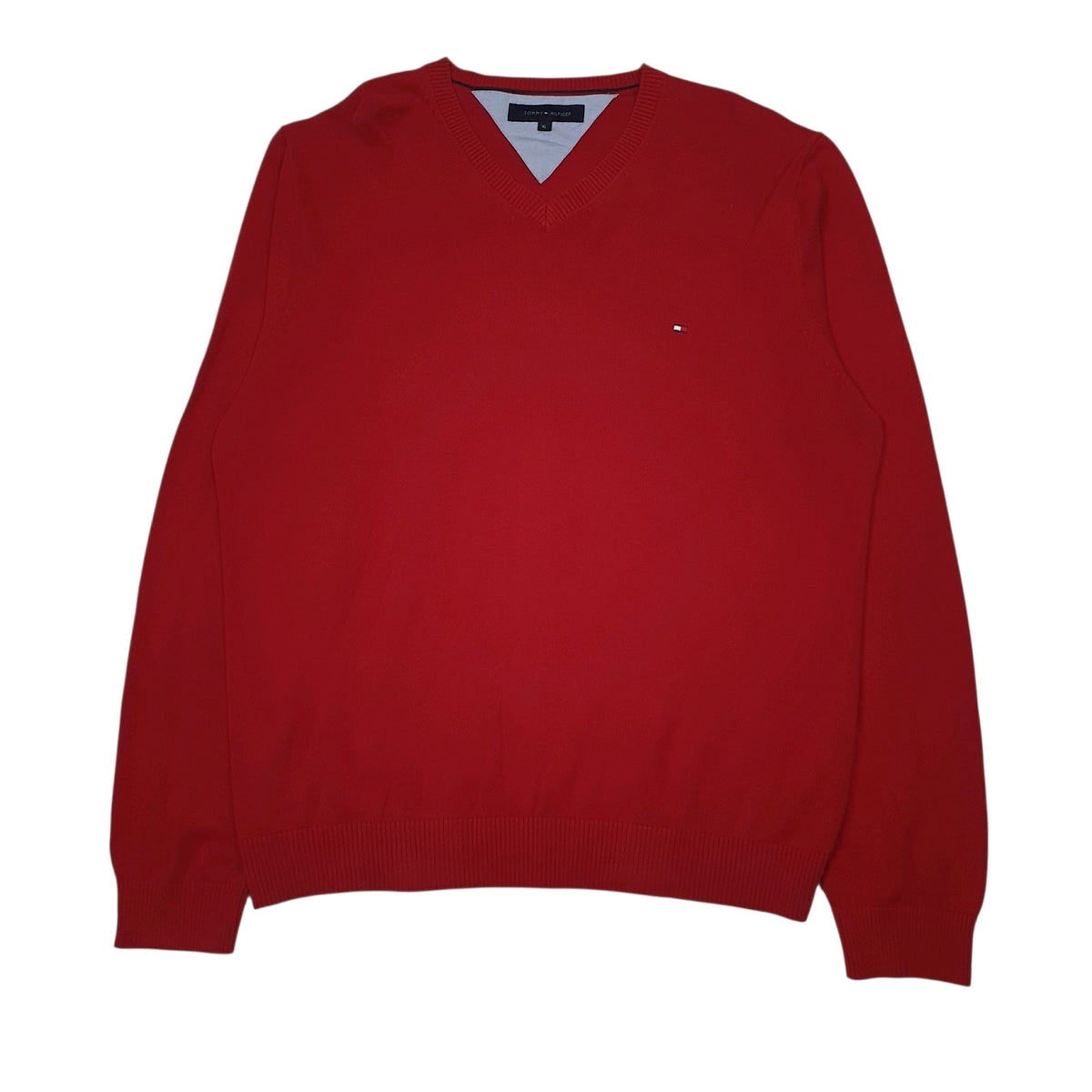 Womens Red Tommy Hilfiger  V Neck Jumper