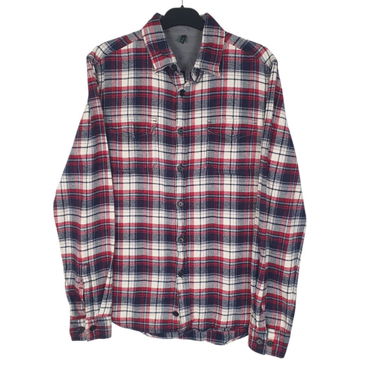 Mens White Stile Benetton Flannel Long Sleeve Shirt