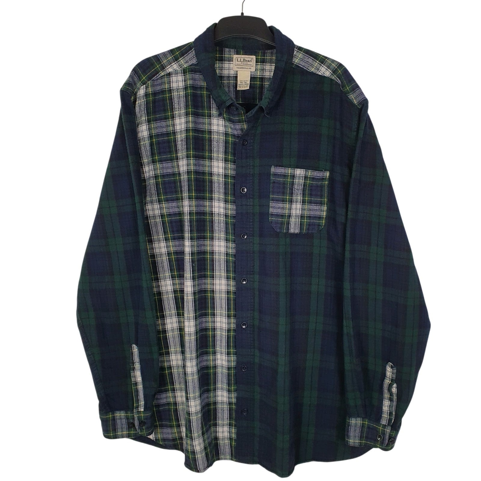 Mens Navy L.L.Bean Plaid Flannel Heavyweight Long Sleeve Shirt