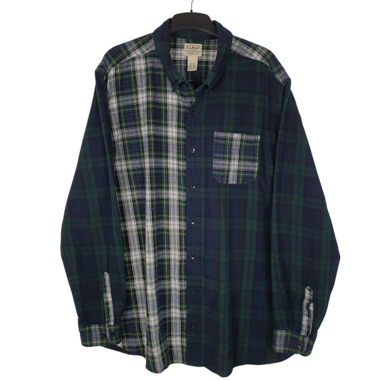 Mens Navy L.L.Bean Plaid Flannel Heavyweight Long Sleeve Shirt