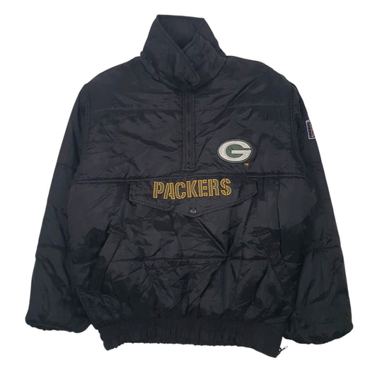 Mens Black Pro Player Vintage 90s Reversable NFL Green Bay Packers  Coat