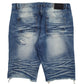 Mens Blue Smoke Rise Distressed  Shorts