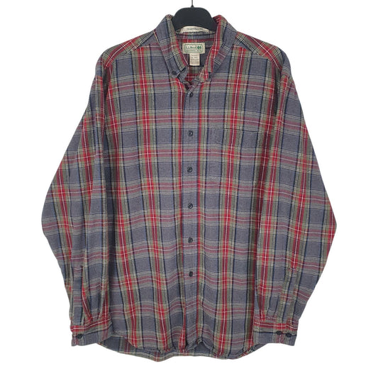 Mens Grey L.L.Bean Flannel Long Sleeve Shirt