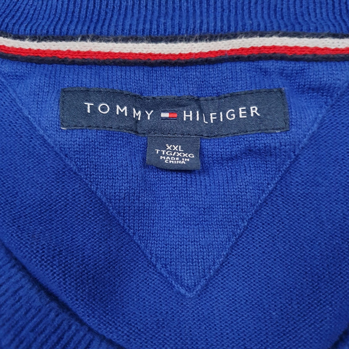 Mens Blue Tommy Hilfiger  V Neck Jumper