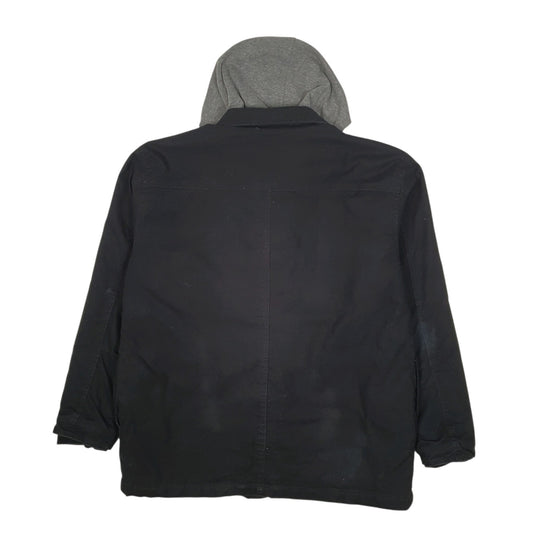 Mens Black Wrangler Chore Windbreaker Hoodie Padded  Coat