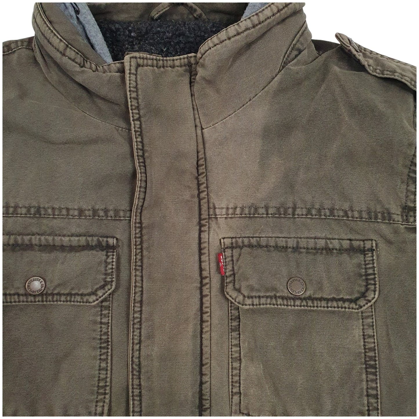Mens Green Levis Sherpa Lined  Coat