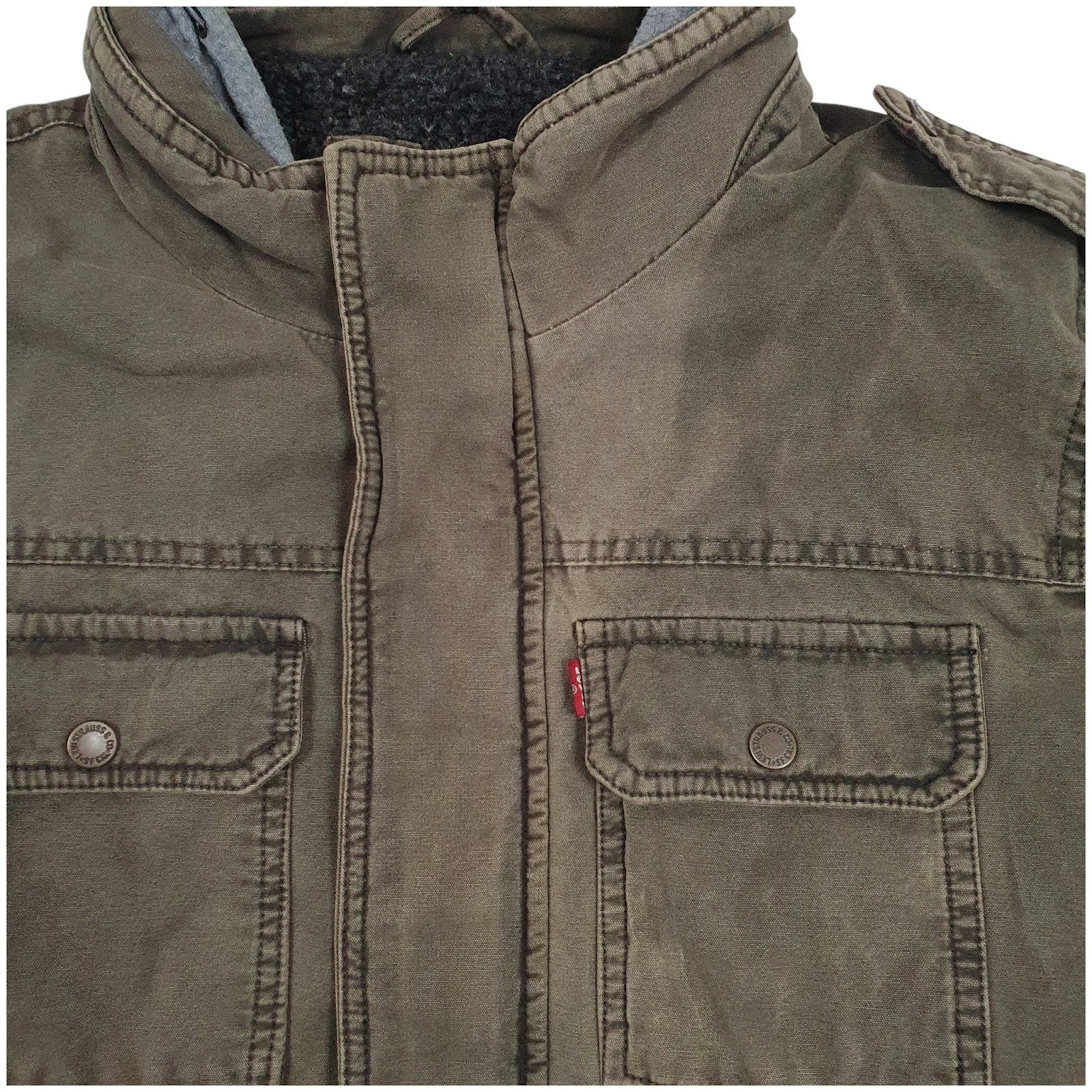 Mens Green Levis Sherpa Lined  Coat