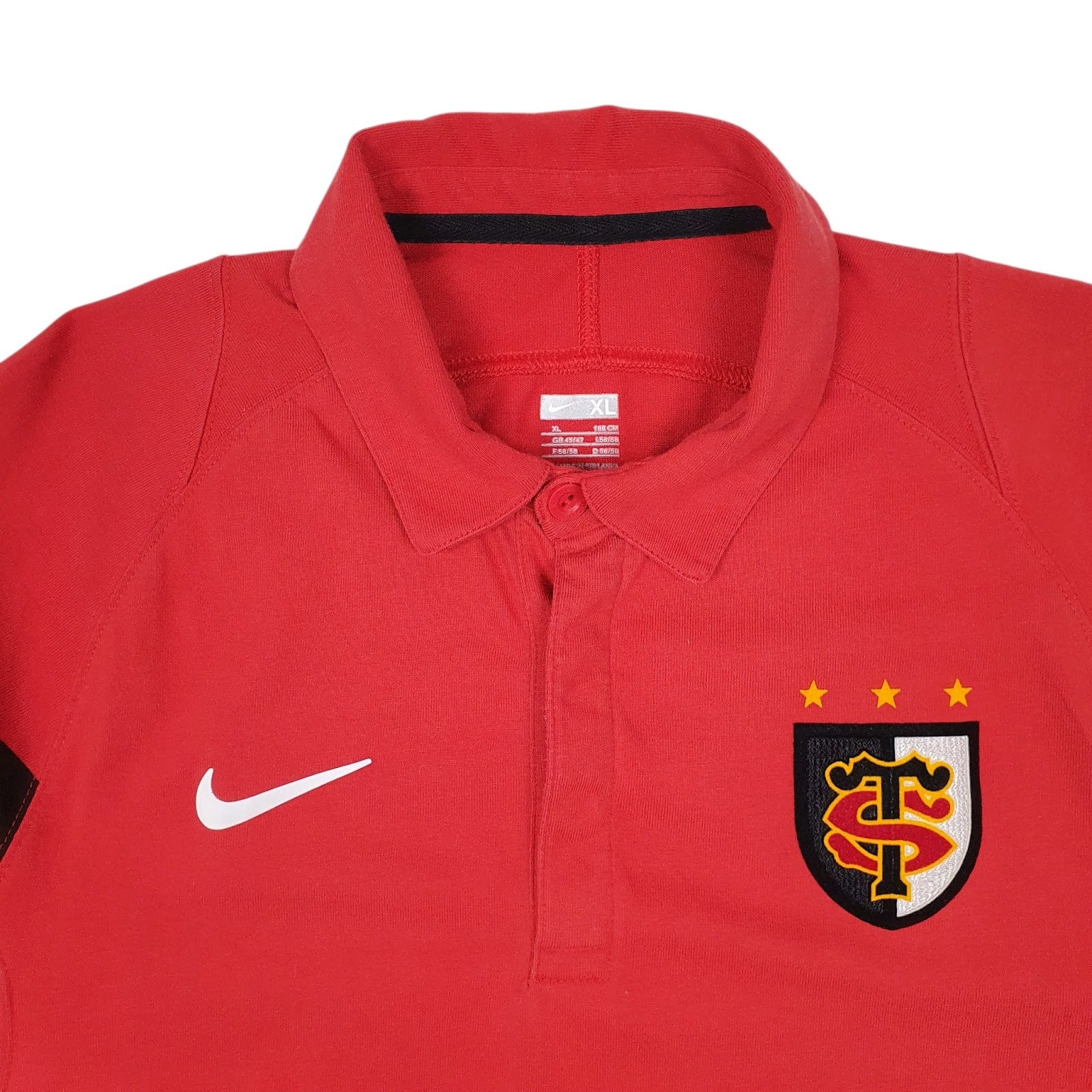 Mens Red Nike Stade Toulousain Rugby Hoodie Polo Shirt