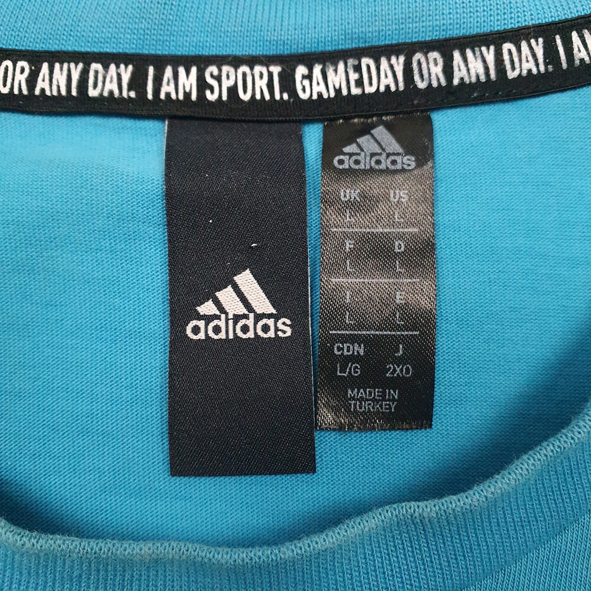 Mens Blue Adidas Spellout  T Shirt