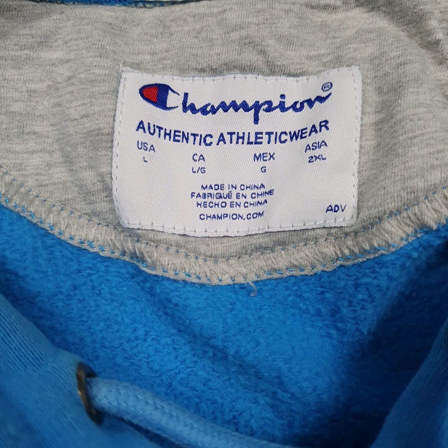 Mens Blue Champion Spellout Hoodie Jumper