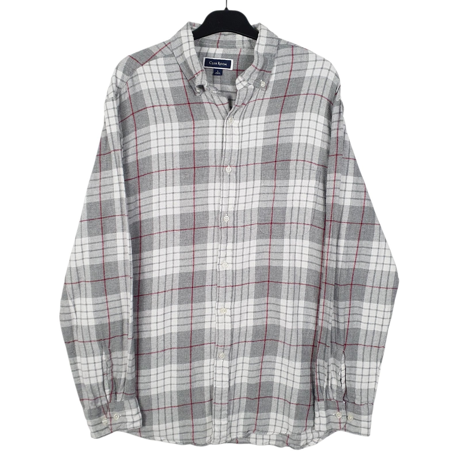 Mens Grey Club Room Flannel Long Sleeve Shirt