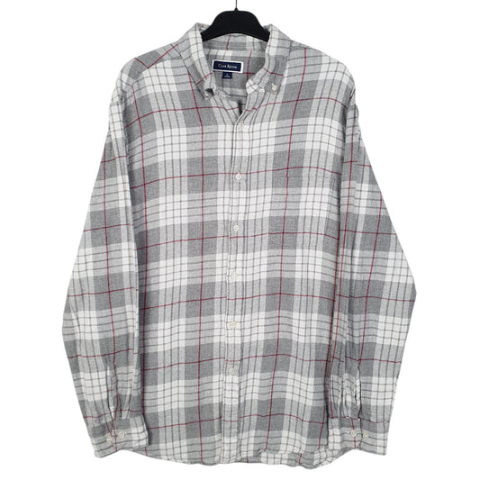 Mens Grey Club Room Flannel Long Sleeve Shirt