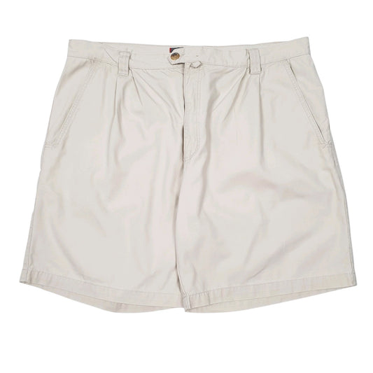 Mens Cream Slam Pleated Denim Shorts