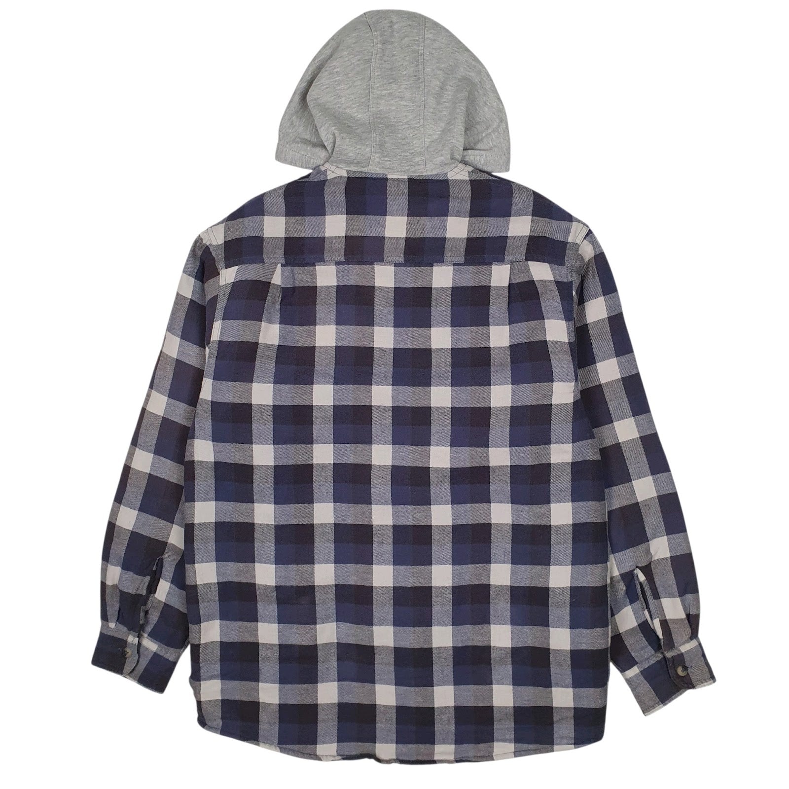 Mens Blue Wrangler Shacket Hoodie Plaid Windbreaker  Coat