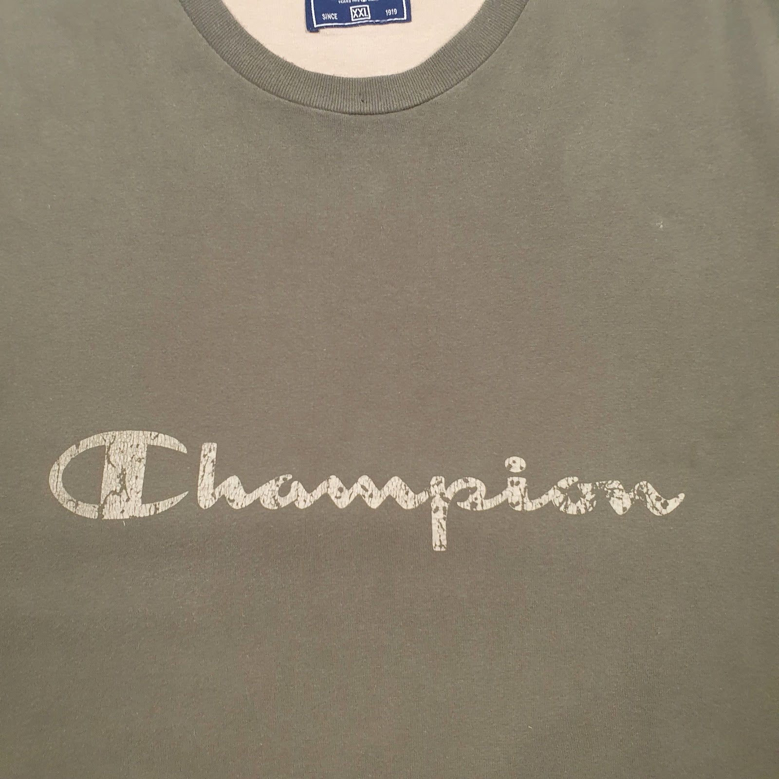 Mens Green Champion Spellout  T Shirt