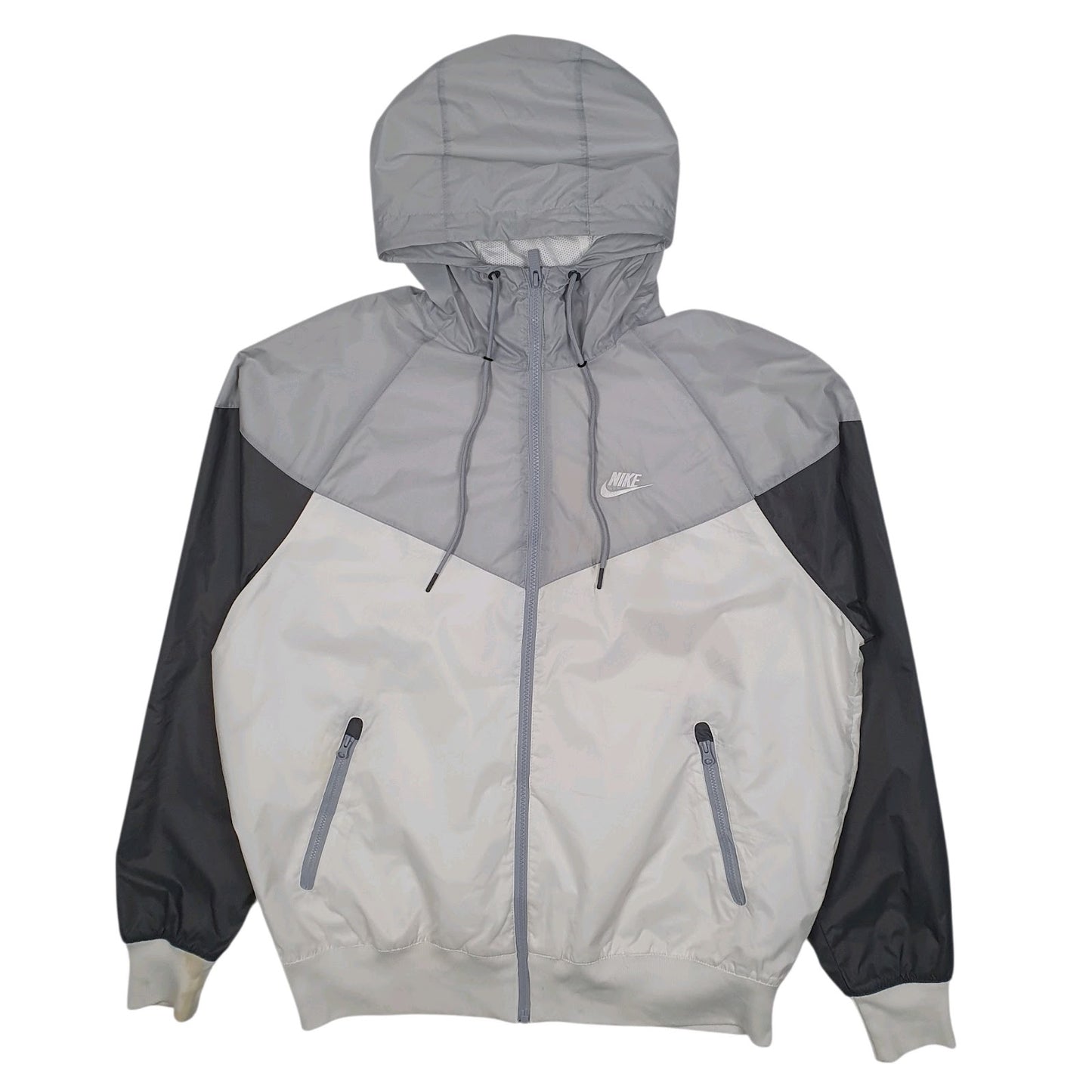 Mens White Nike Windrunner Crewneck Coat