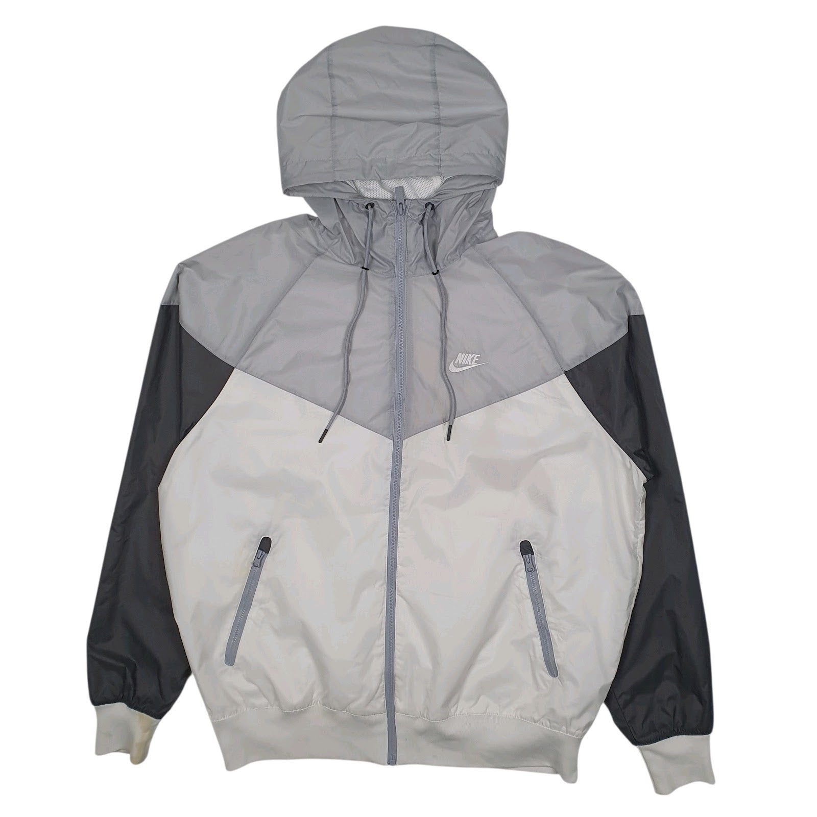 Mens White Nike Windrunner Crewneck Coat