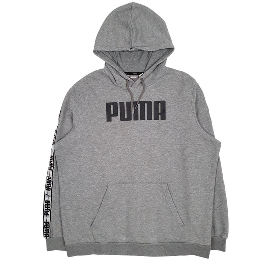 Mens Grey Puma Spellout Hoodie Jumper