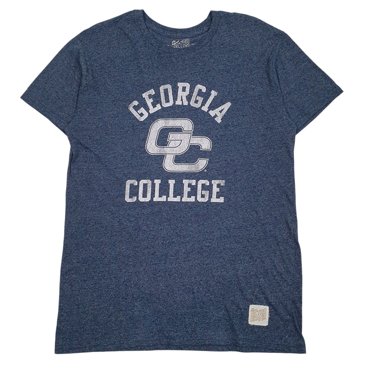Mens Blue Retro Brand Georgia College Short Sleeve T Shirt