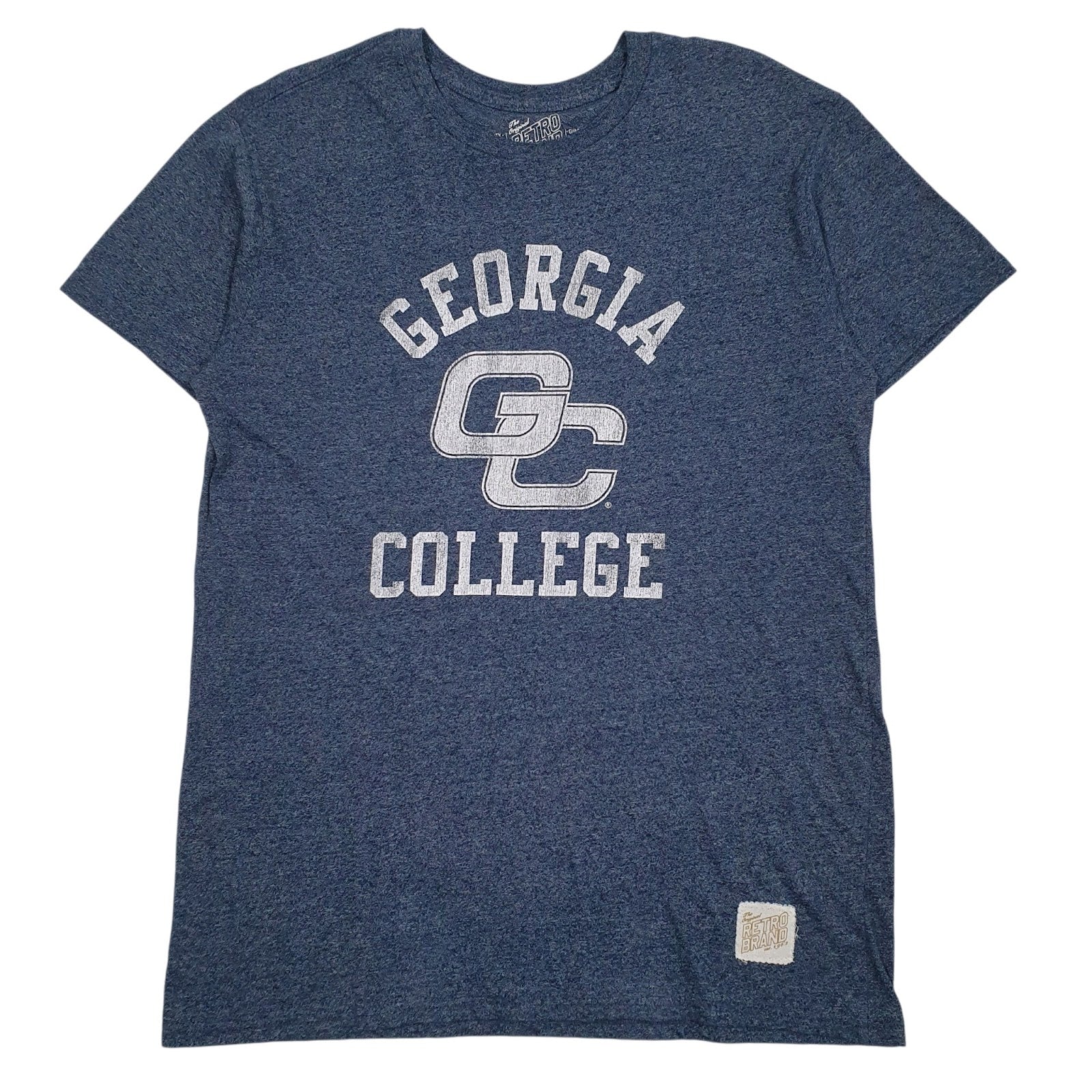 Mens Blue Retro Brand Georgia College Short Sleeve T Shirt