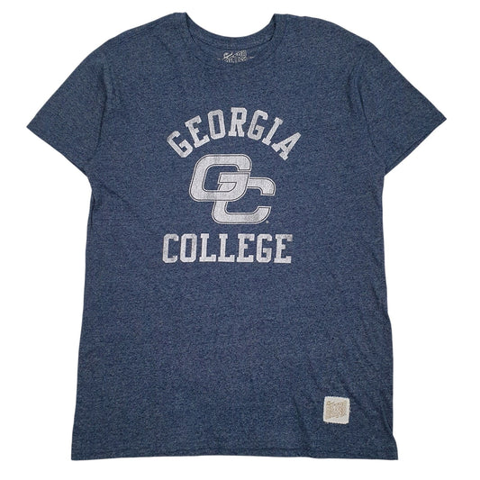 Mens Blue Retro Brand Georgia College Short Sleeve T Shirt